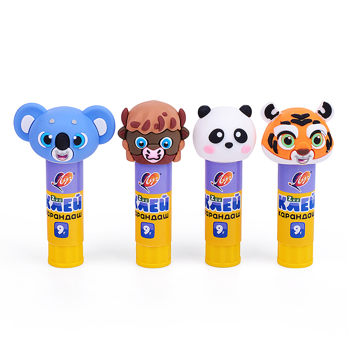 Клей-карандаш "ZOO" с фигурной крышкой, 9г