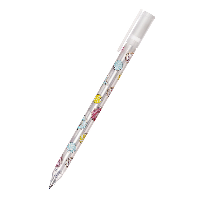 Ручка гелевая синяя 0.5 мм корпус soft touch  Сладкое настроение" колпачек с зажимом 