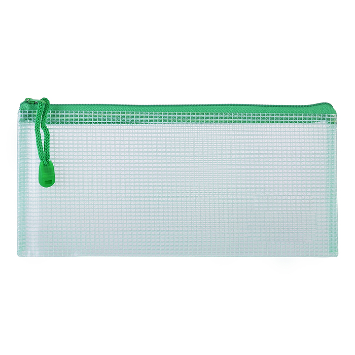 Папка на молнии DL (235x108 мм) тонированный армированный ПВХ 280 мкм, цветная текстильная