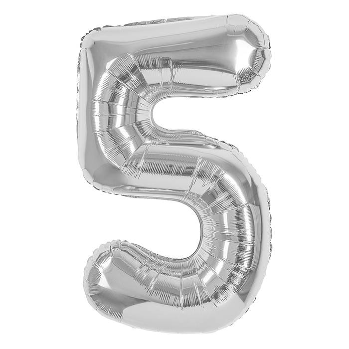 Шар (40''/102 см) Цифра, 5, Серебро, 1 шт. в уп. Шар (40''/102 см) Цифра, 5, Серебро, 1 шт. в уп.
