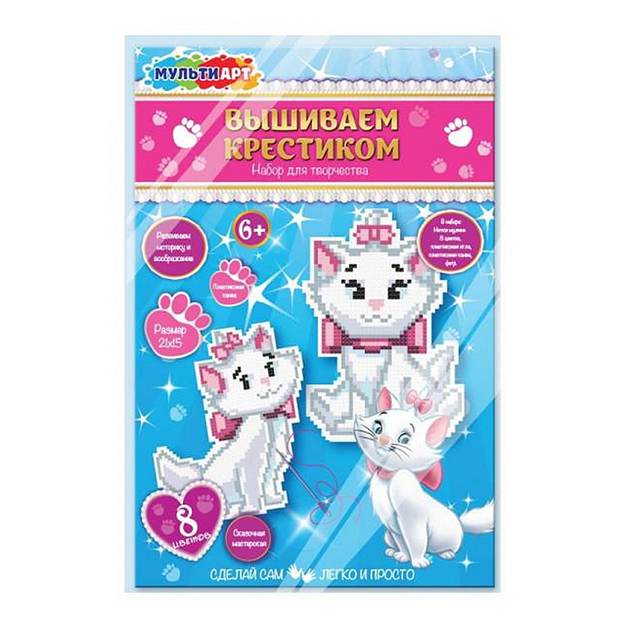 Вышивка на пластиковой канве "Кошечка мари"