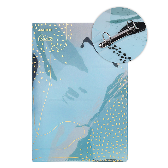 Папка на кольцах "Marandi. Sparkle" A4 (240x310x35 мм) 2 кольца Ø 30 мм, 650 мкм, полупрозр