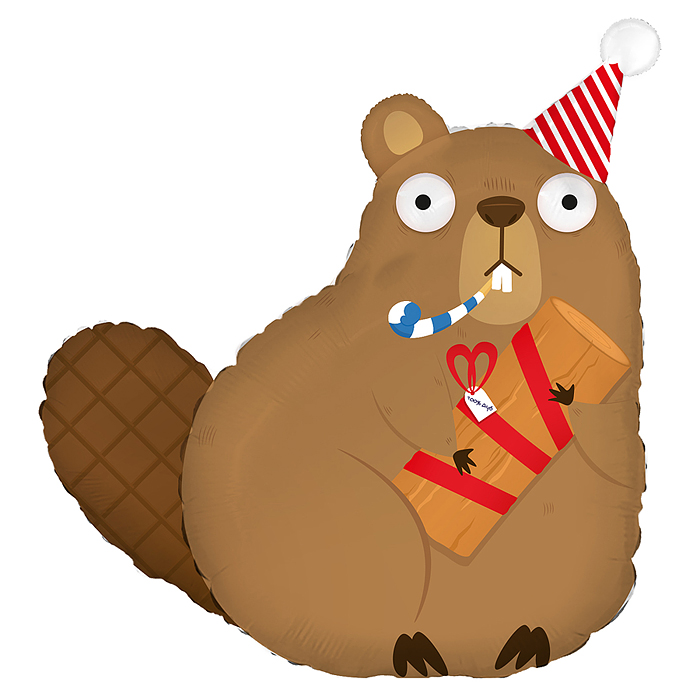 Шар (31''/79 см) Фигура, Бобр с подарком, 1 шт. в уп. Шар (31''/79 см) Фигура, Бобр с подарком, 1 шт. в уп.