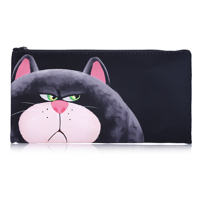 Пенал плоский, Недовольный кот, размер: 20,5*10,8 см. Изготовлен из полиэстера, 210 ден. Имеетс