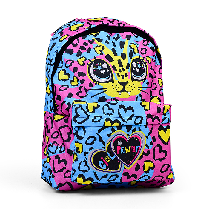 Рюкзак мягкий "Леопард розовый" 1 отделение на молнии, большой карман на молнии снаружи