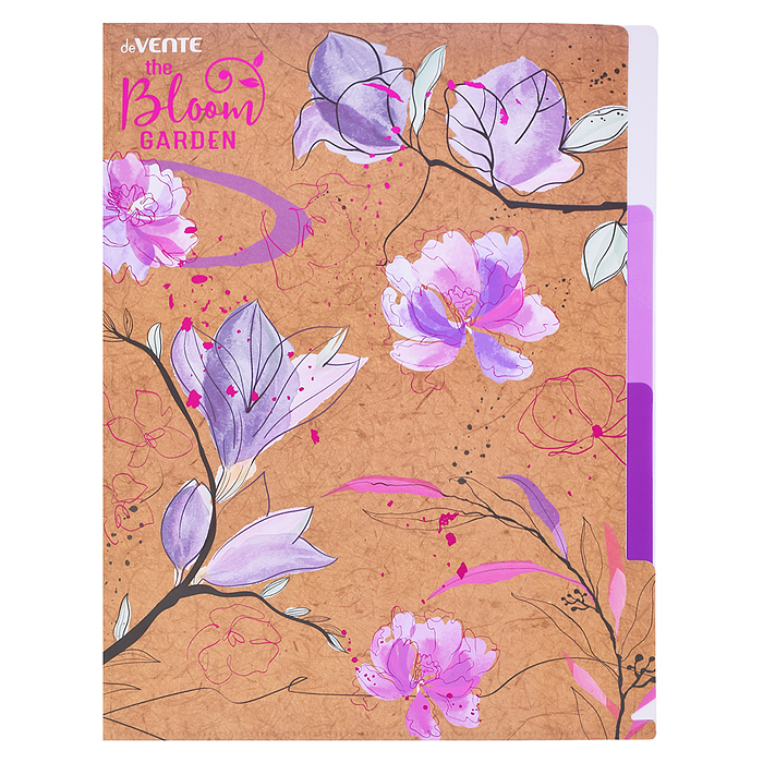 Папка-уголок c 3-мя отделениями "Bloom Garden" A4 (230x310 мм) 180 мкм, фактура крафт-имита Папка-уголок c 3-мя отделениями "Bloom Garden" A4 (230x310 мм) 180 мкм, фактура крафт-имита