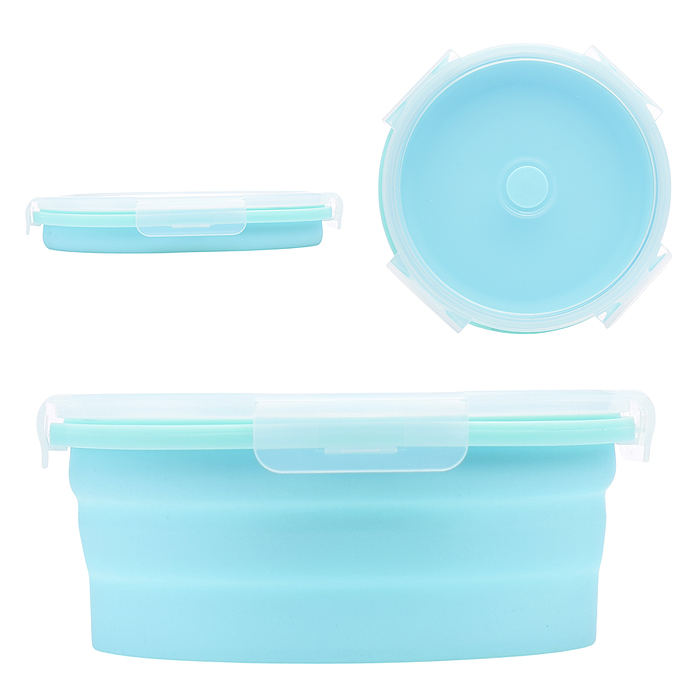 Ланчбокс складной герметичный круглый, 1200 мл, диаметр 18 см, высота 8 см, в сложенном ви