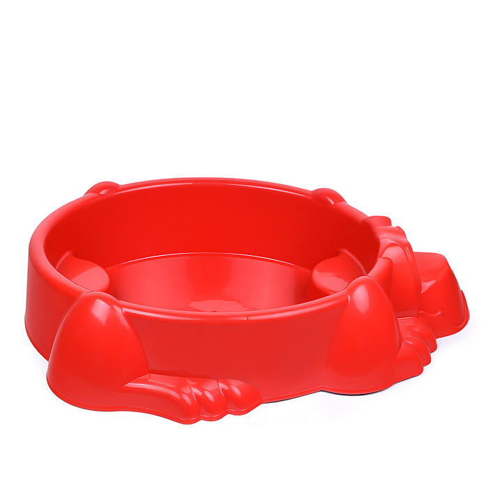 Фото к товару Песочница "Собачка" с крышкой (красный/голубой) Песочница "Собачка" с крышкой (красный/голубой)