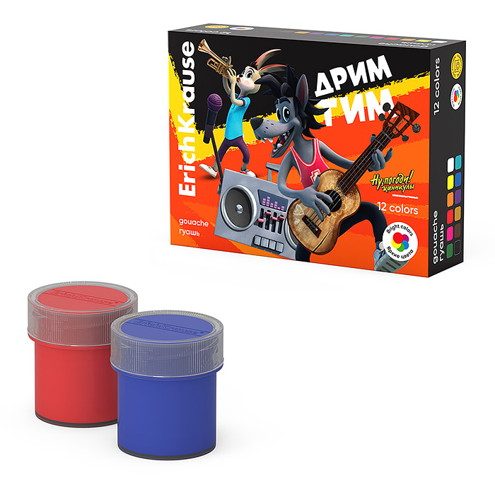 Гуашь "Ну, Погоди! Каникулы" 12 цветов по 20 мл. Гуашь "Ну, Погоди! Каникулы" 12 цветов по 20 мл.