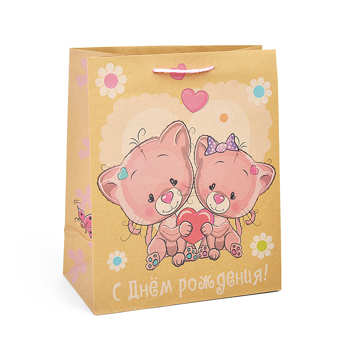 Пакет подарочный крафт l, 26*32*14 см 