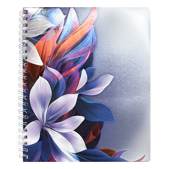 Тетрадь 80 л, клетка "Абстрактные цветы" А5+, гребень 