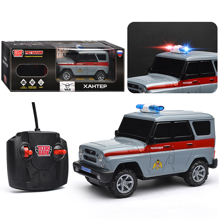 Машина UAZ Hunter Росгвардия, р/у 18 см, свет, сер, в коробке