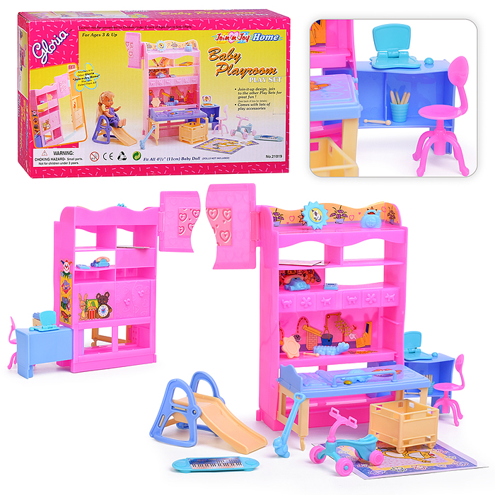 Набор мебели для кукол 21019 "Детская комната" в коробке Набор мебели для кукол 21019 "Детская комната" в коробке