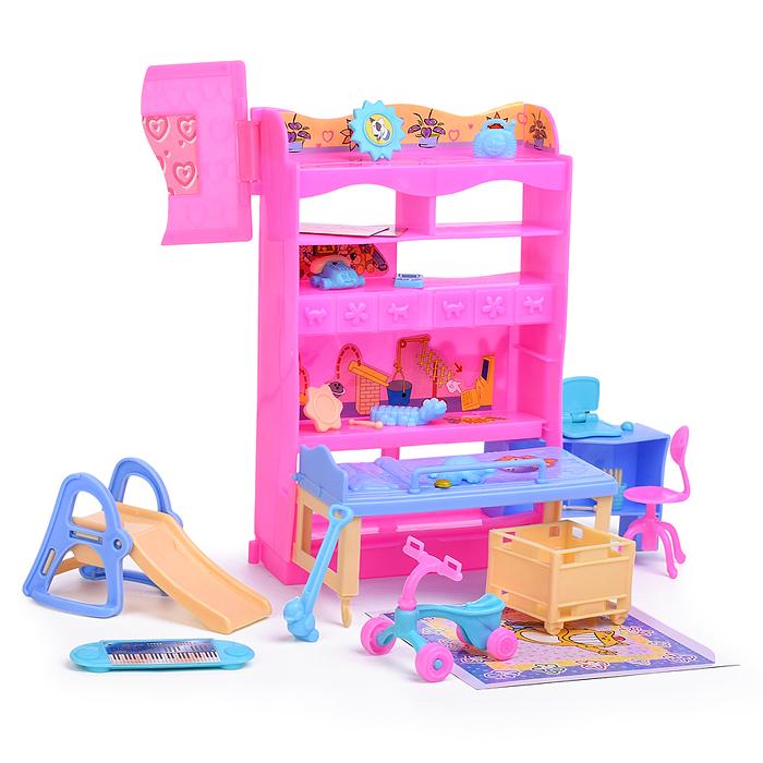 Фото к товару Набор мебели для кукол 21019 "Детская комната" в коробке Набор мебели для кукол 21019 "Детская комната" в коробке
