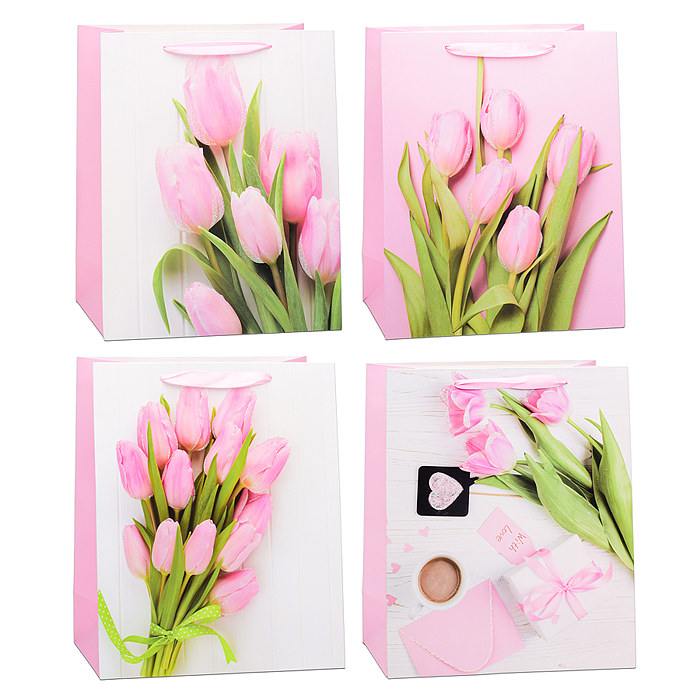 Пакет подарочный 00-6315 "Тюльпаны" 32х26х12 см Пакет подарочный 00-6315 "Тюльпаны" 32х26х12 см