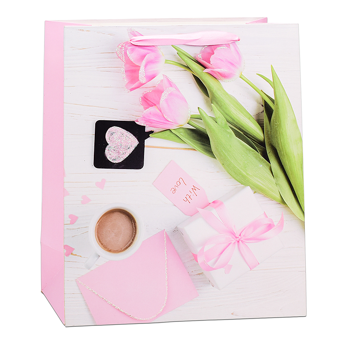 Фото к товару Пакет подарочный 00-6315 "Тюльпаны" 32х26х12 см Пакет подарочный 00-6315 "Тюльпаны" 32х26х12 см