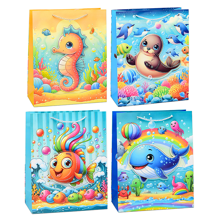 Пакет подарочный 00-6322 "Подводный мир" 32х26х10 см Пакет подарочный 00-6322 "Подводный мир" 32х26х10 см