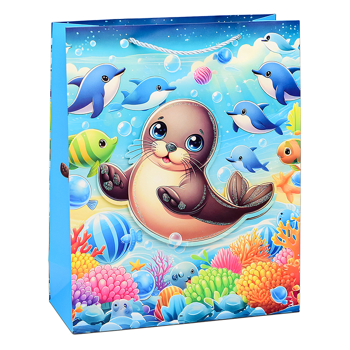 Пакет подарочный 00-6322 "Подводный мир" 32х26х10 см