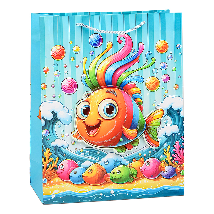 Пакет подарочный 00-6322 "Подводный мир" 32х26х10 см