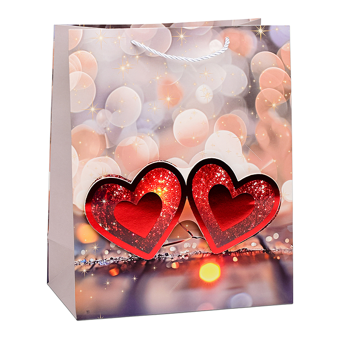 Фото к товару Пакет подарочный 00-6333 "Два сердца" 23х32х12 см Пакет подарочный 00-6333 "Два сердца" 23х32х12 см