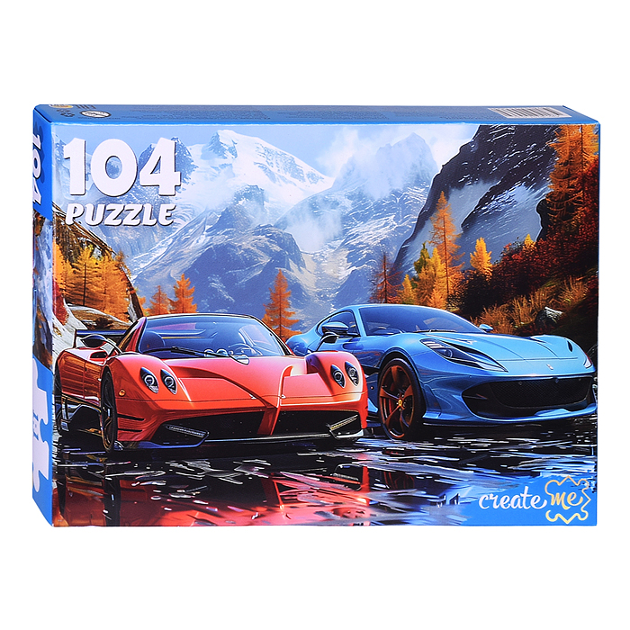 Пазлы 104 "Два авто на фоне гор"