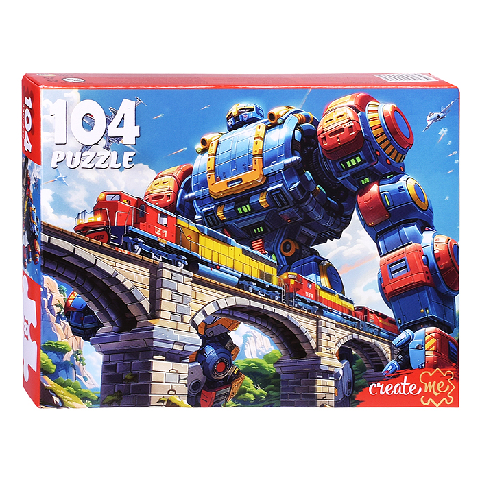 Пазлы 104 "Трансформер и поезд"