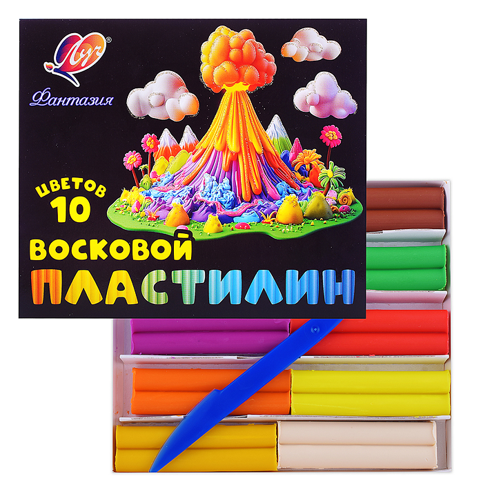Пластилин восковой 10 цв. "Фантазия" 