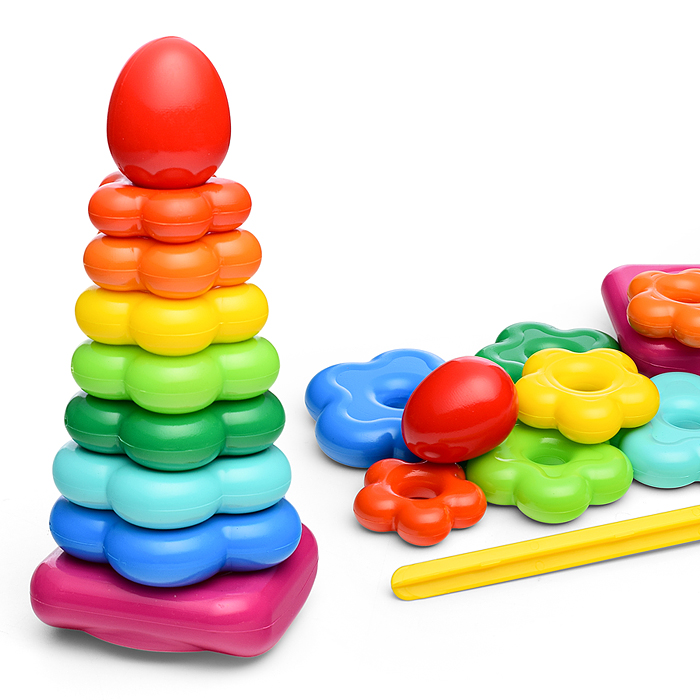 Пирамидка "Цветочек-качалка" 29 см, 10 дет (в сетке) Пирамидка "Цветочек-качалка" 29 см, 10 дет (в сетке)