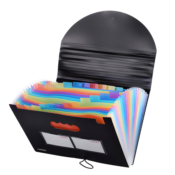 Фото к товару Папка-органайзер с 25-ю отделениями A4 (330x235 мм) 700 мкм, разделители 130 мкм, черная с Папка-органайзер с 25-ю отделениями A4 (330x235 мм) 700 мкм, разделители 130 мкм, черная с