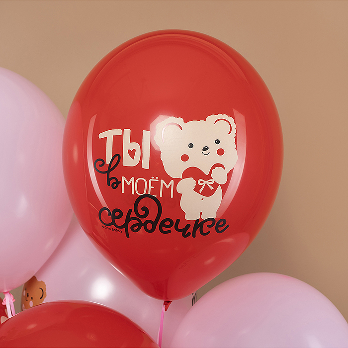 Фото к товару Шар (12''/30 см) Влюбленные мишки, Розовый/Красный, пастель, 5 ст, 25 шт. Шар (12''/30 см) Влюбленные мишки, Розовый/Красный, пастель, 5 ст, 25 шт.