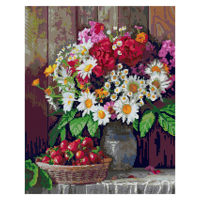 Фото к товару Алмазная мозаика 40*50 см (полное заполнение) "Цветы с клубникой" Алмазная мозаика 40*50 см (полное заполнение) "Цветы с клубникой"