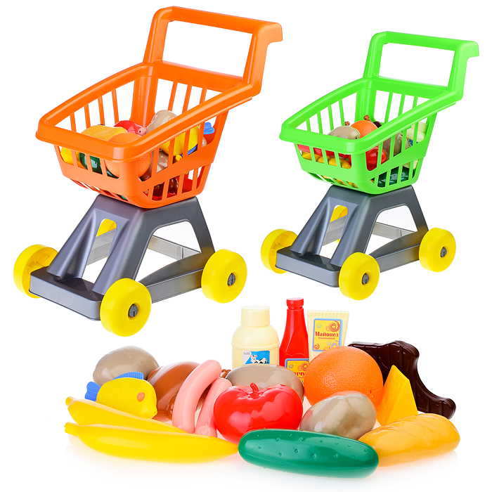 Тележка для супермаркета с продуктами Тележка для супермаркета с продуктами