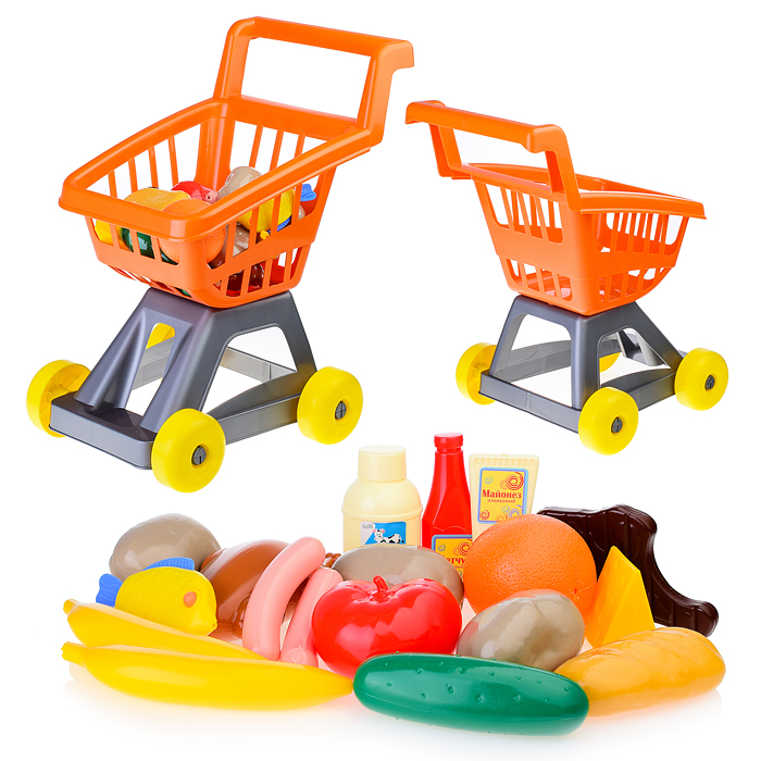 Тележка для супермаркета с продуктами