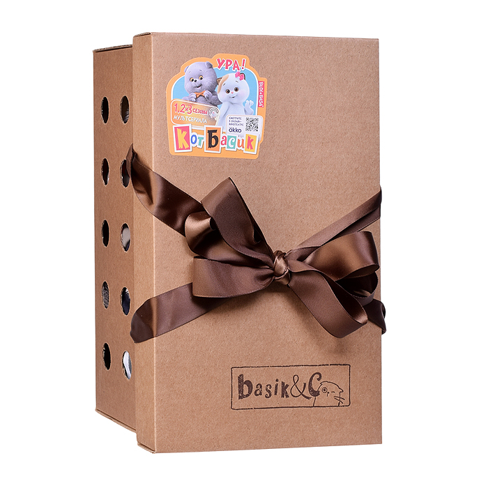 Кот Басик в лонгсливе с принтом "Супер кот"