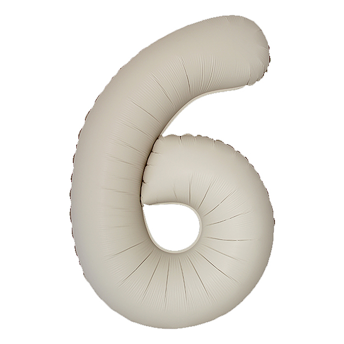 Шар (40''/102 см) Цифра, 6 Slim, Кремовый Латте, Матовый, 1 шт. в уп.