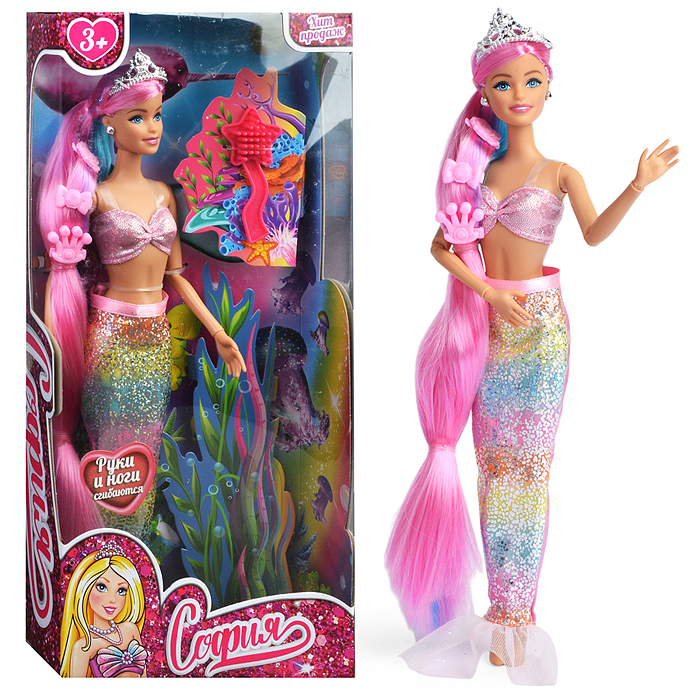 Кукла София 29 см. (руки и ноги сгиб., русалка, акс,) в коробке