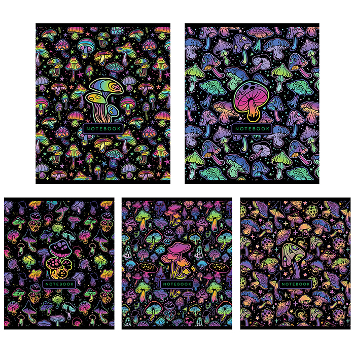 Тетрадь 48л. клетка, А5 "Грибочки" скрепка Тетрадь 48л. клетка, А5 "Грибочки" скрепка