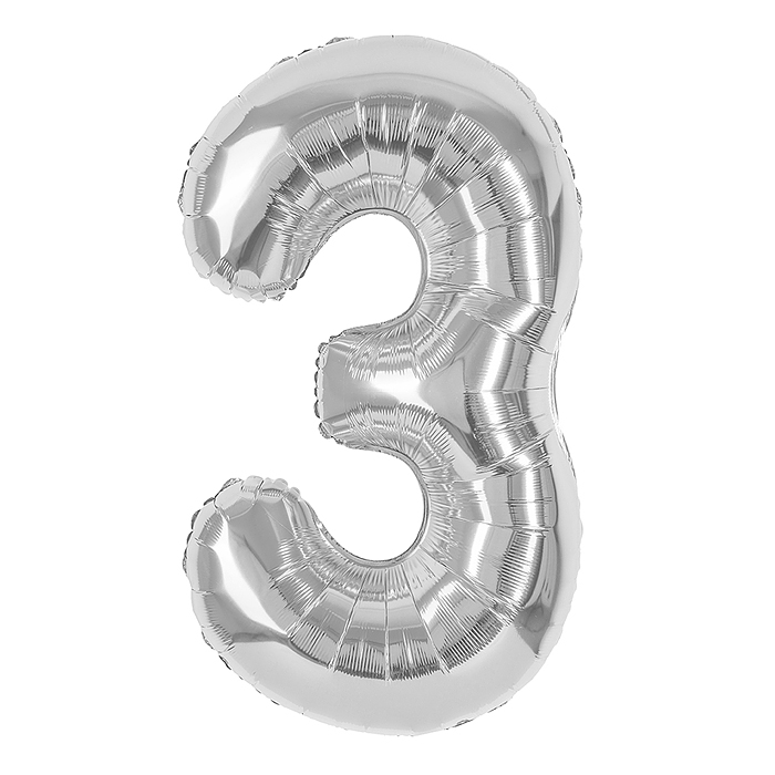 Шар (40''/102 см) Цифра, 3, Серебро, 1 шт. в уп. Шар (40''/102 см) Цифра, 3, Серебро, 1 шт. в уп.
