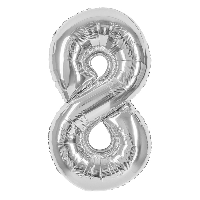 Шар (40''/102 см) Цифра, 8, Серебро, 1 шт. в уп. Шар (40''/102 см) Цифра, 8, Серебро, 1 шт. в уп.
