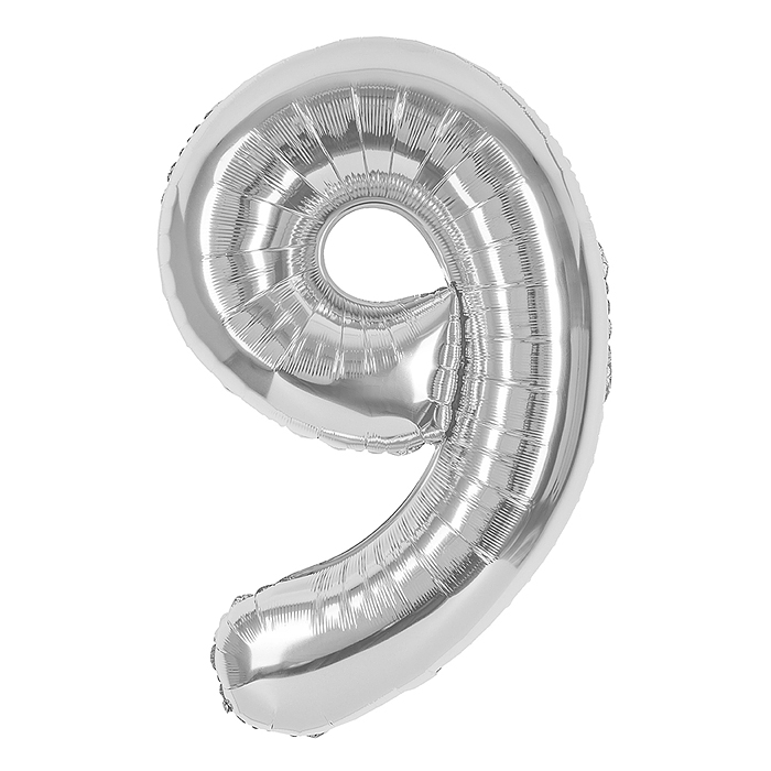 Шар (40''/102 см) Цифра, 9, Серебро, 1 шт. в уп. Шар (40''/102 см) Цифра, 9, Серебро, 1 шт. в уп.