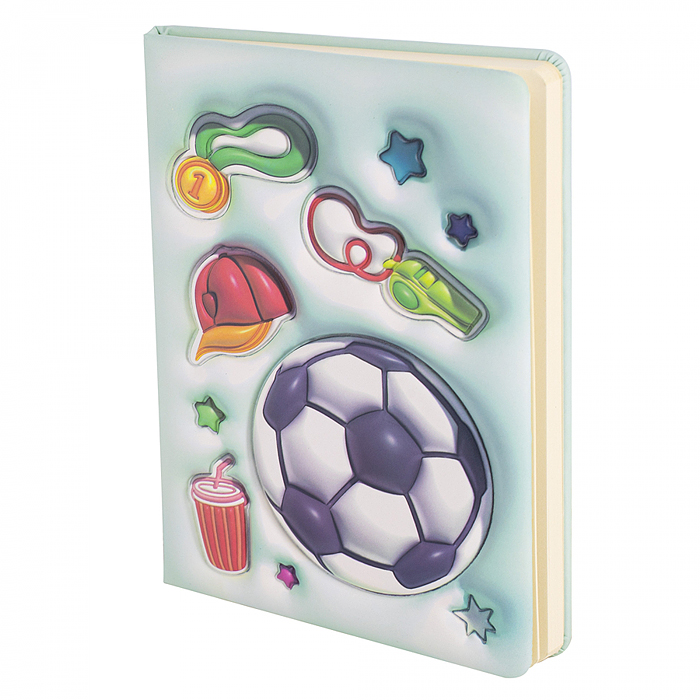 Подарочный блокнот 14,0 см * 21,0 см, эффект 3D, 80л., линия, "Футбол", бирюзовый Подарочный блокнот 14,0 см * 21,0 см, эффект 3D, 80л., линия, "Футбол", бирюзовый