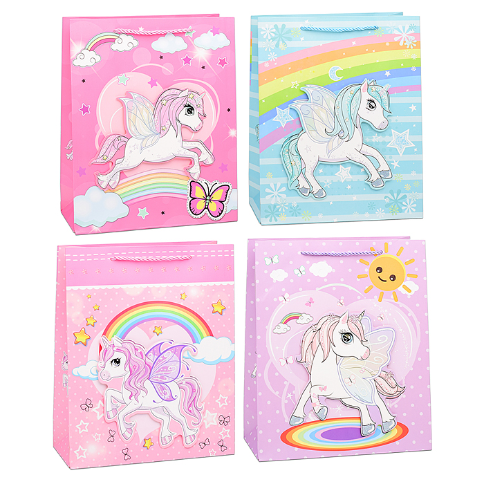 Пакет подарочный 00-6358 "Единорог на радуге" 26х10х32 см Пакет подарочный 00-6358 "Единорог на радуге" 26х10х32 см