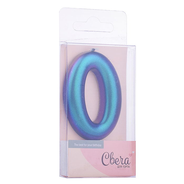 Свеча Цифра, 0, Фантом, Хамелеон, 4*6 + 2,5 см, 1 шт. с держат.