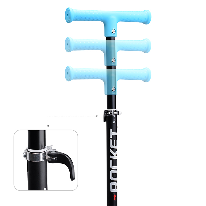 Фото к товару Самокат трёхколёсный R0205 ROCKET колёса PU, цвет бирюзовый Самокат трёхколёсный R0205 ROCKET колёса PU, цвет бирюзовый