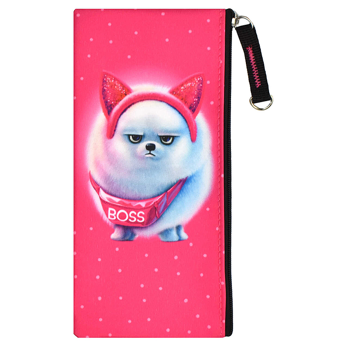 Пенал школьный "Босс шпиц" без наполнения, 19.5х9 см, микрофибра на ПВХ-основе