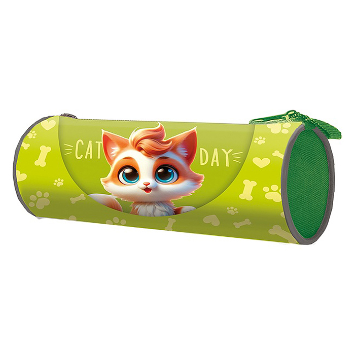 Пенал-тубус на молнии большой печать на ткани 195/85 "Рыжий котик" 2025