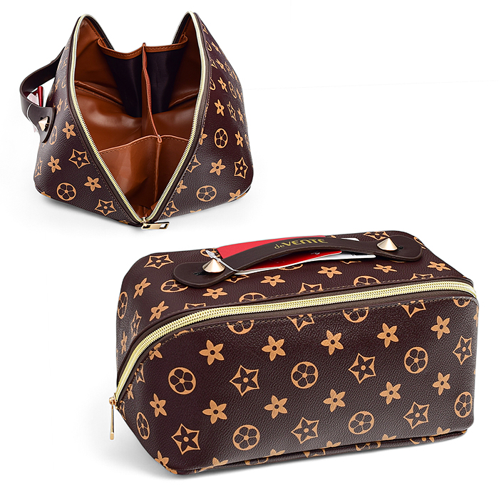 Пенал-косметичка "Monogram" 24x12x12 см, прямоугольный для 150 предметов, на молнии, внутре