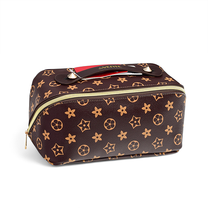 Пенал-косметичка "Monogram" 24x12x12 см, прямоугольный для 150 предметов, на молнии, внутре