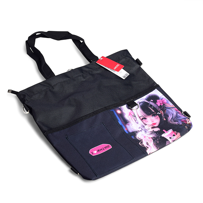 Сумка-шоппер-рюкзак "I Love Anime" 36х38x7 см, плотный полиэстер, 1 отделение на молнии, 2 