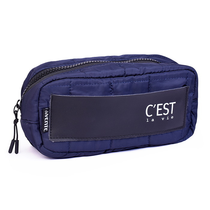 Пенал "C'est La Vie" 21x9x9 см, прямоугольный для 130 предметов, высококачественная стеганн